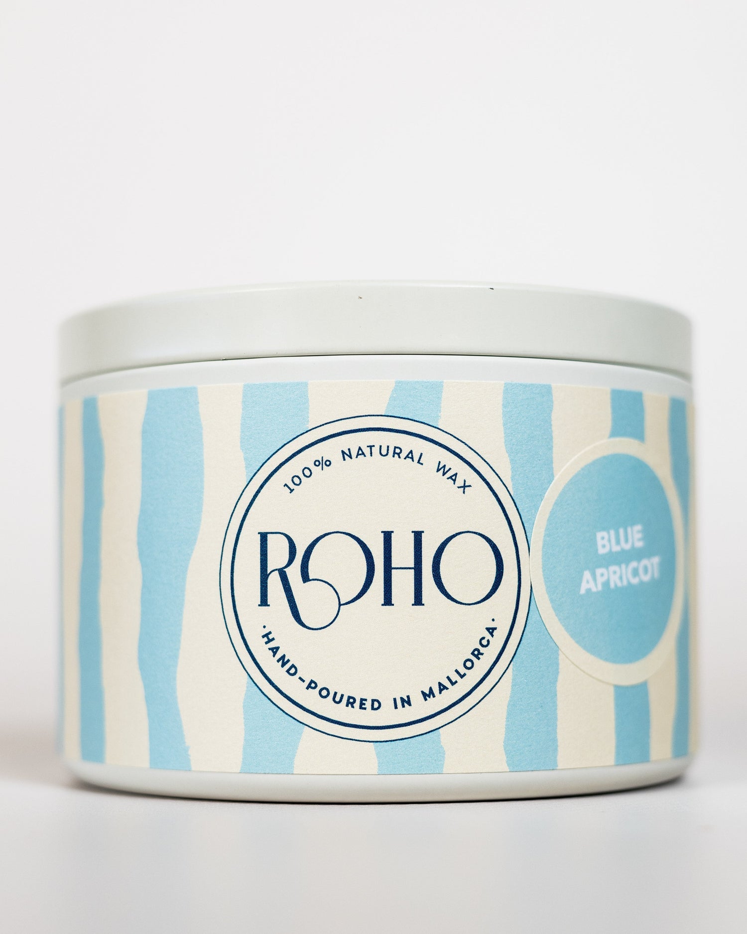 Kerzendose mit blau-weißem Streifendesign und &