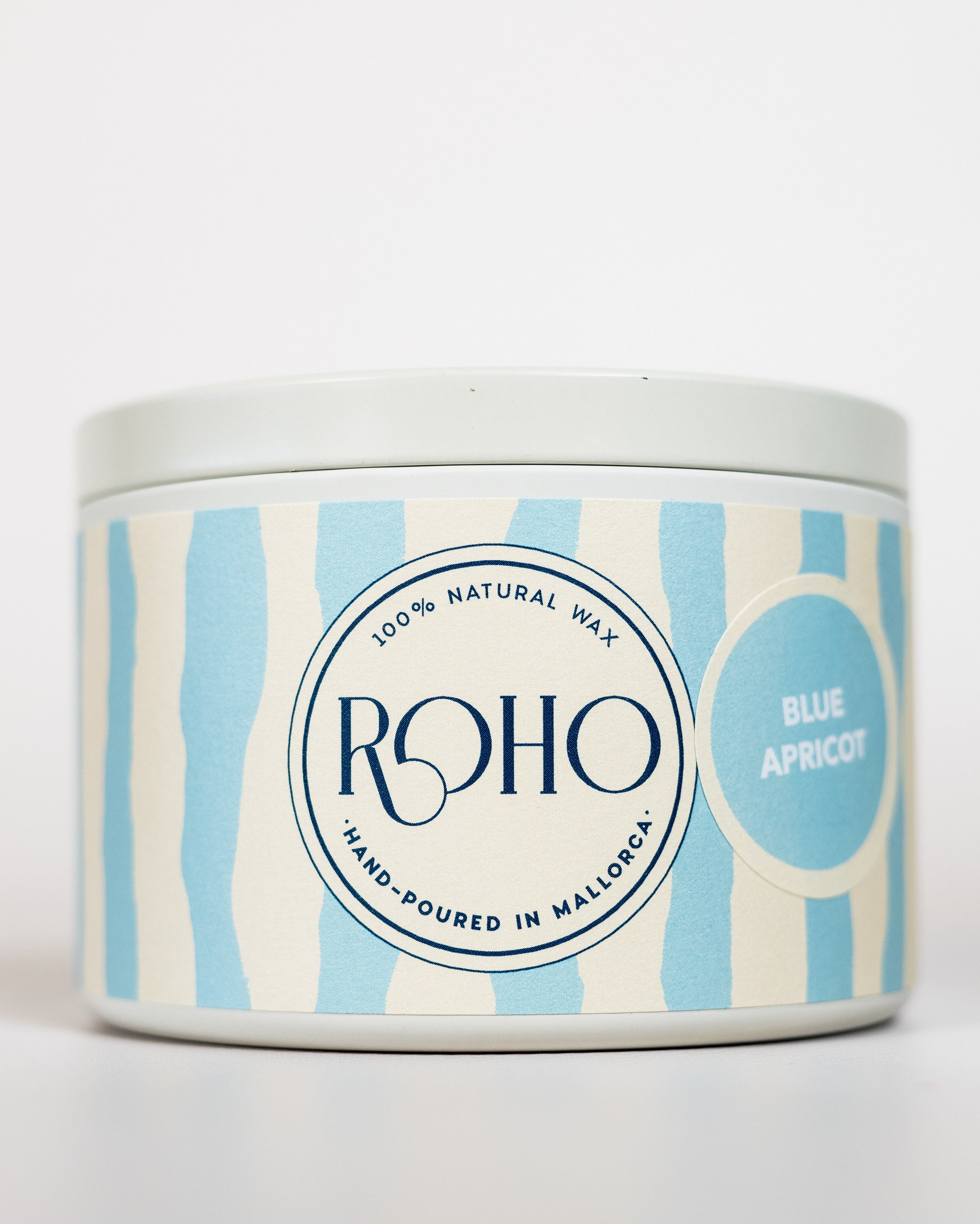 Kerzendose mit blau-weißem Streifendesign und &