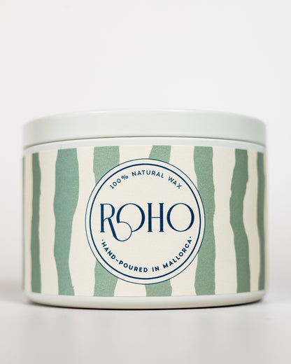 Perfumada, Vela con diseño de rayas verdes y &